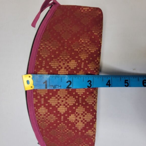 Red Songket Pouch Bag Purse Handmade Make Up Pouch bag or Pencil Pouch  - NEW - Picture 8 of 12